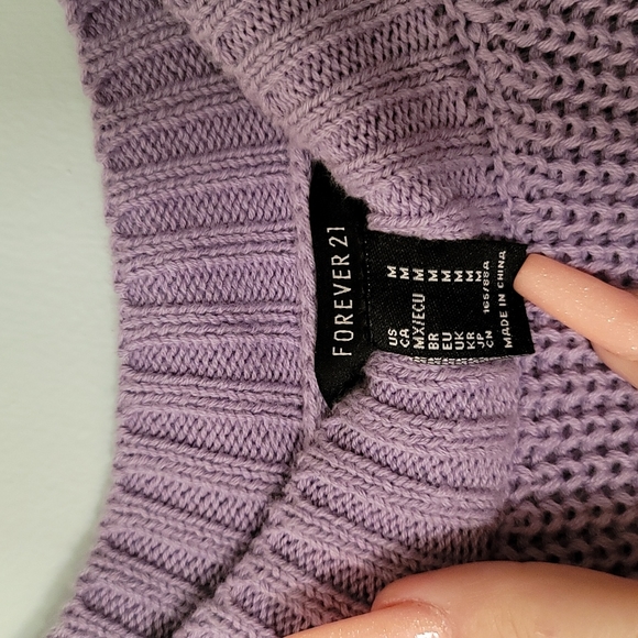 Forever 21 M purple open shoulder sweater - Picture 3 of 4